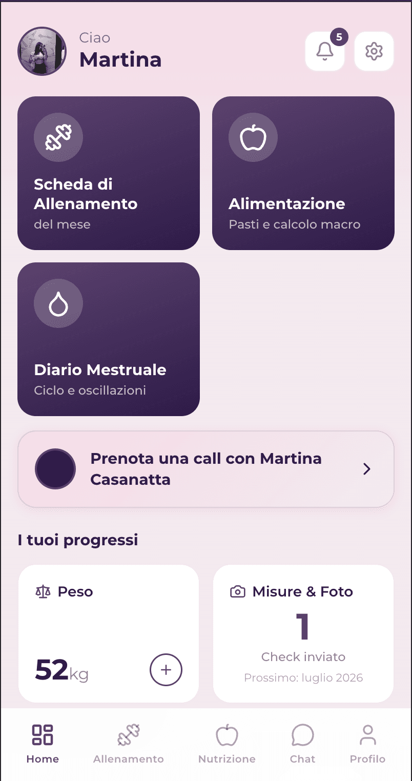 Home della webapp Balance FitLab